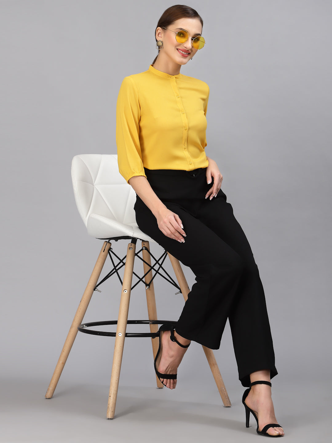 Yellow formal cheap shirt women's