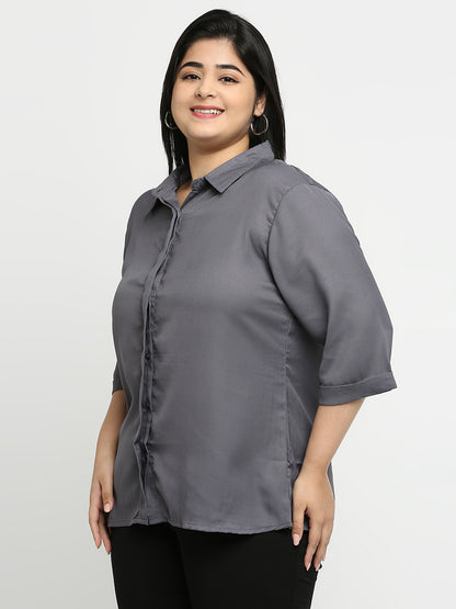 Style Quotient Plus Women Solid Grey Shirt