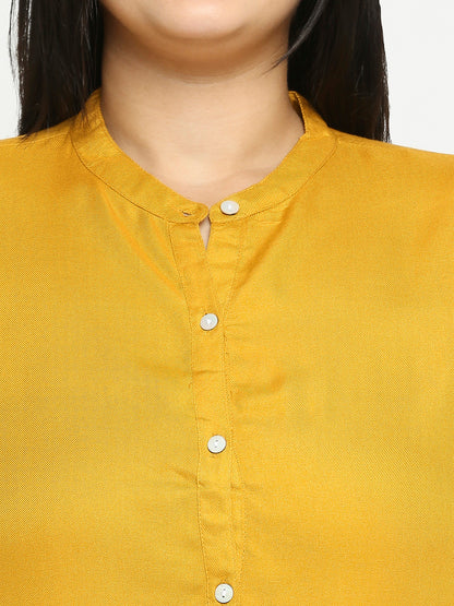 Style Quotient Plus Women Solid Mustard Viscose Rayon Formal Shirt