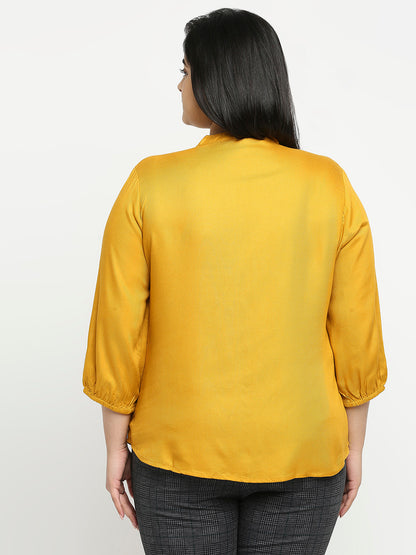 Style Quotient Plus Women Solid Mustard Viscose Rayon Formal Shirt