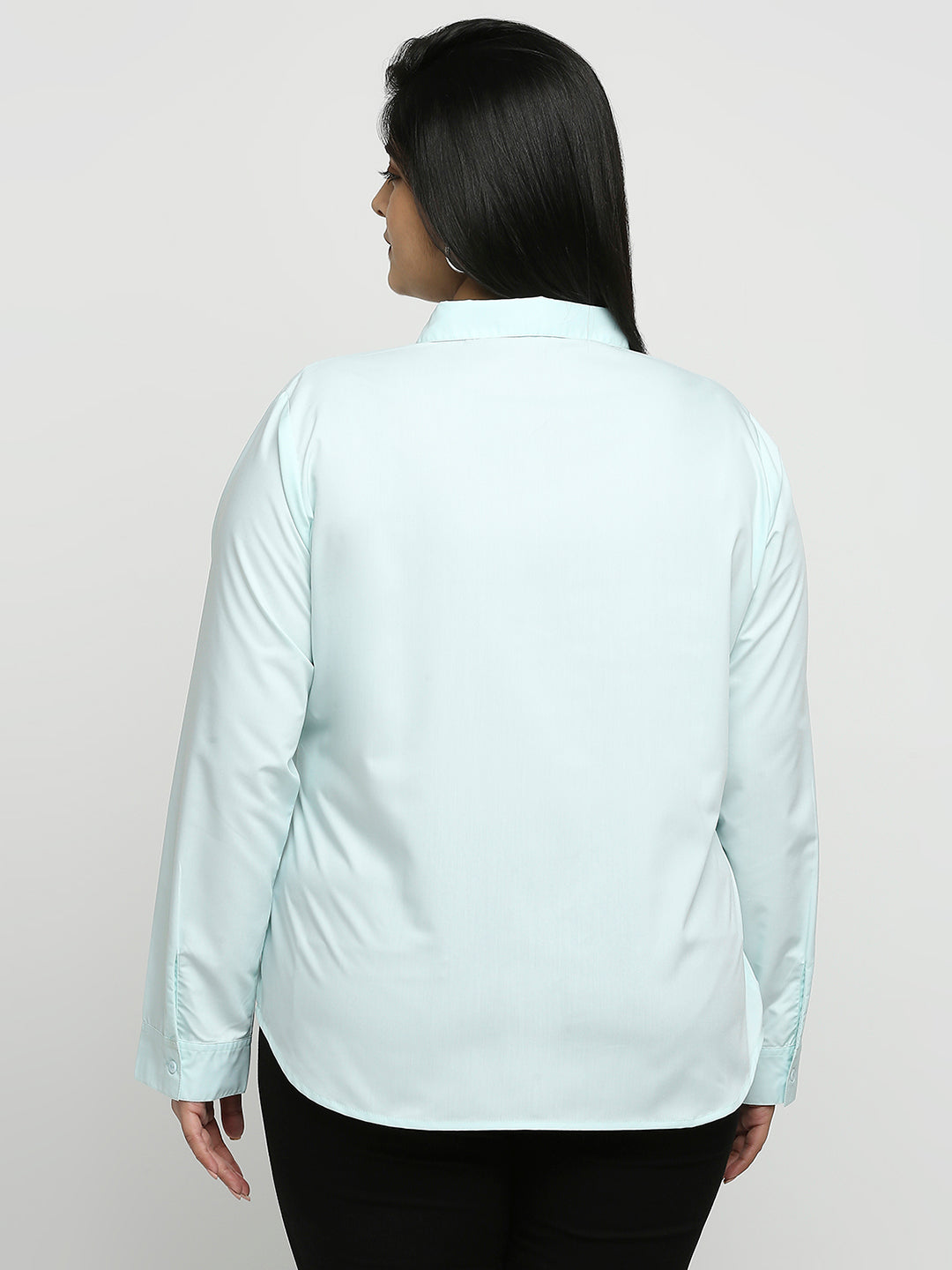 Style Quotient Plus Women Blue Solid Polycotton Regular Formal Shirt