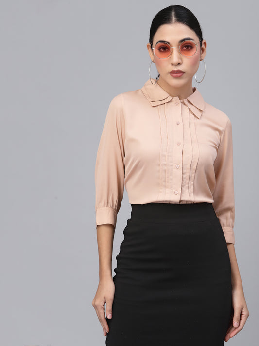 Style Quotient Women Nude-Coloured Smart Formal Shirt