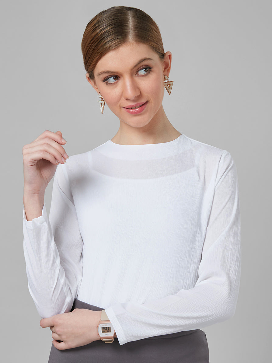 Style Quotient Women White Crepe Top