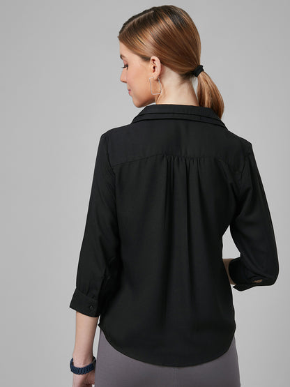 Style Quotient Women Black Smart Formal Shirt