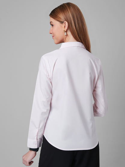 Style Quotient Women Solid Pastel Pink Polycotton Regular Formal Shirt