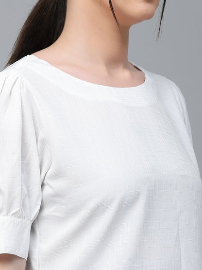 Style Quotient Women White Solid Polyester Regular Smart Top