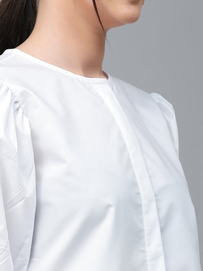 Style Quotient Women Solid White Cotton Regular Formal Shirt