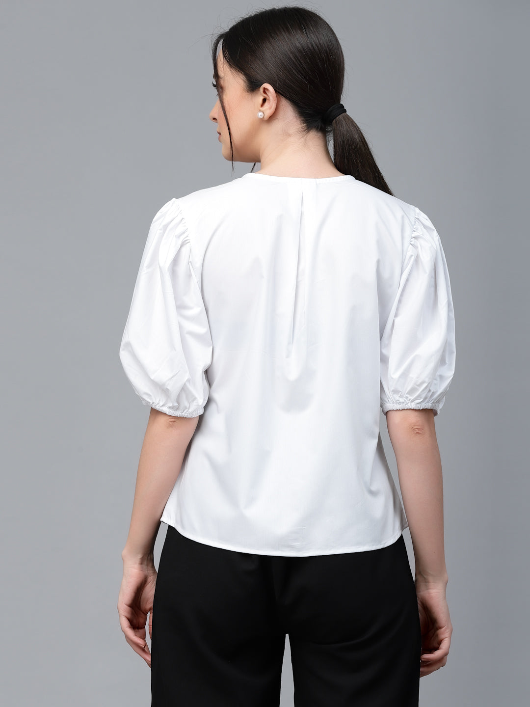 Style Quotient Women Solid White Cotton Regular Formal Shirt