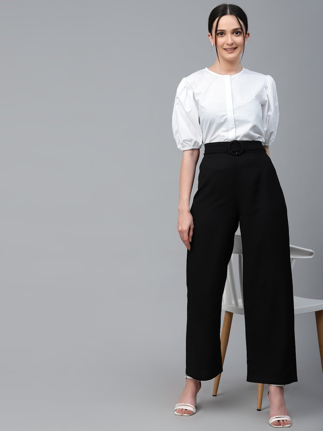 Style Quotient Women Solid White Cotton Regular Formal Shirt