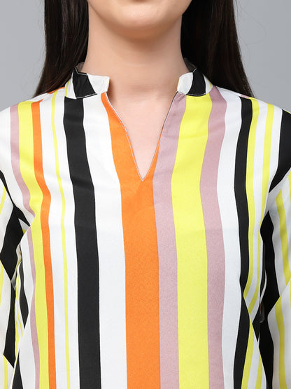 Style Quotient Women Multi Stripe Polyester Regular Smart Top