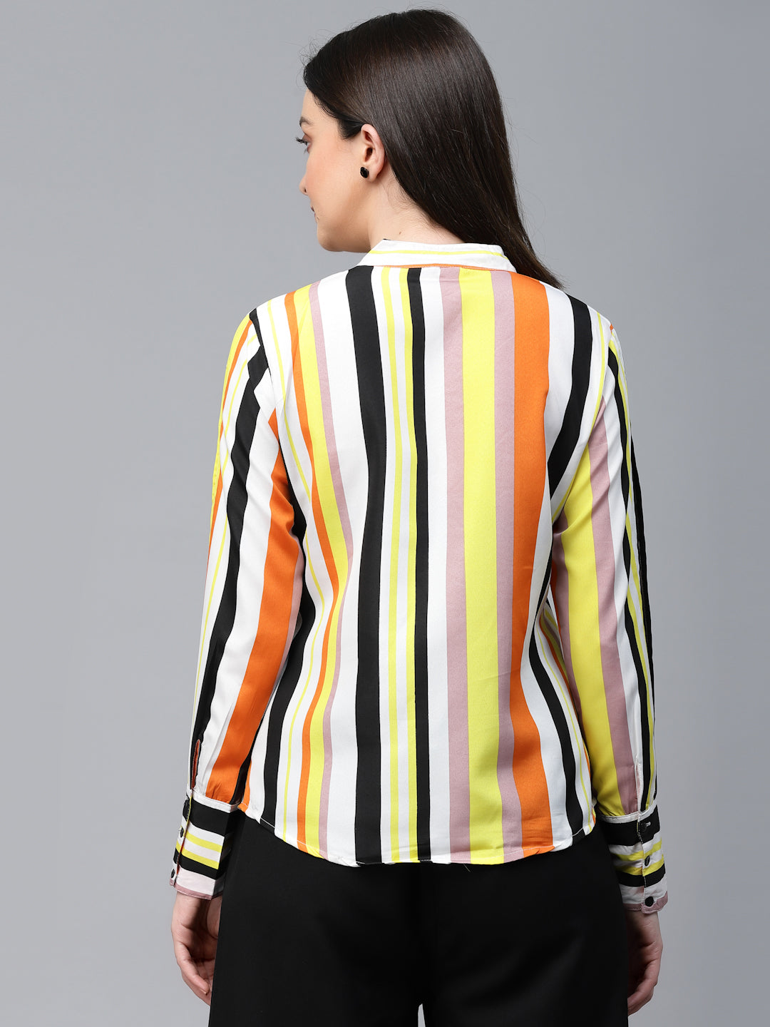 Style Quotient Women Multi Stripe Polyester Regular Smart Top