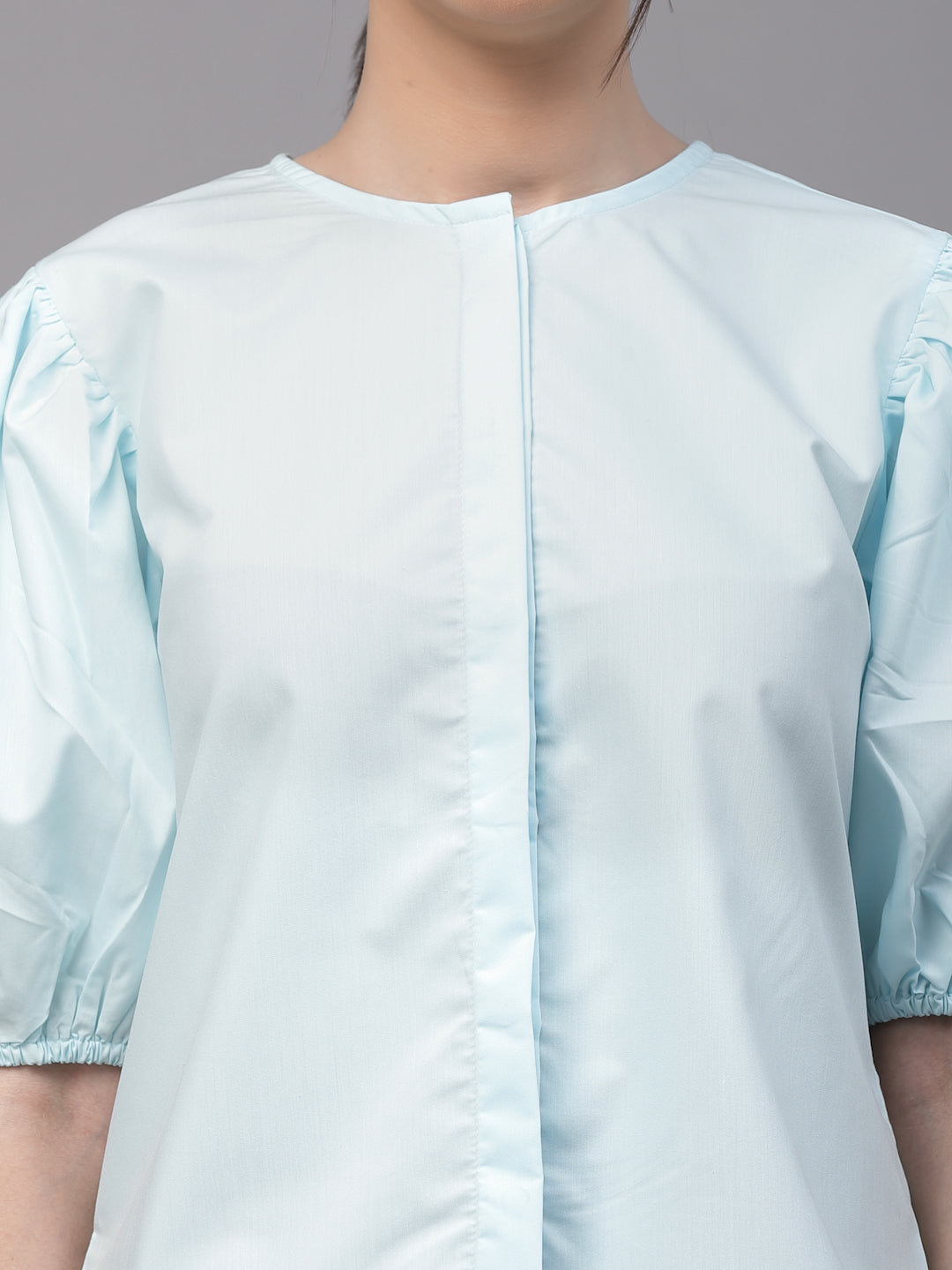 Style Quotient Women Solid Light Blue Cotton Regular Formal Shirt