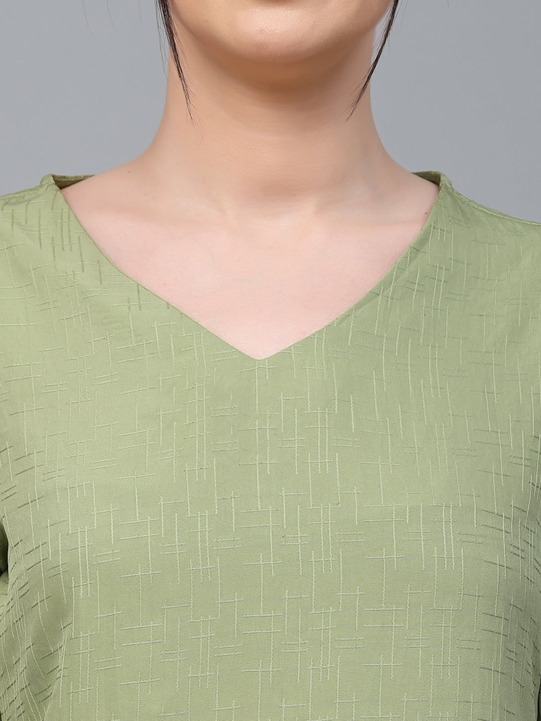 Style Quotient Women Solid Sage Green Polyester Regular Smart Top