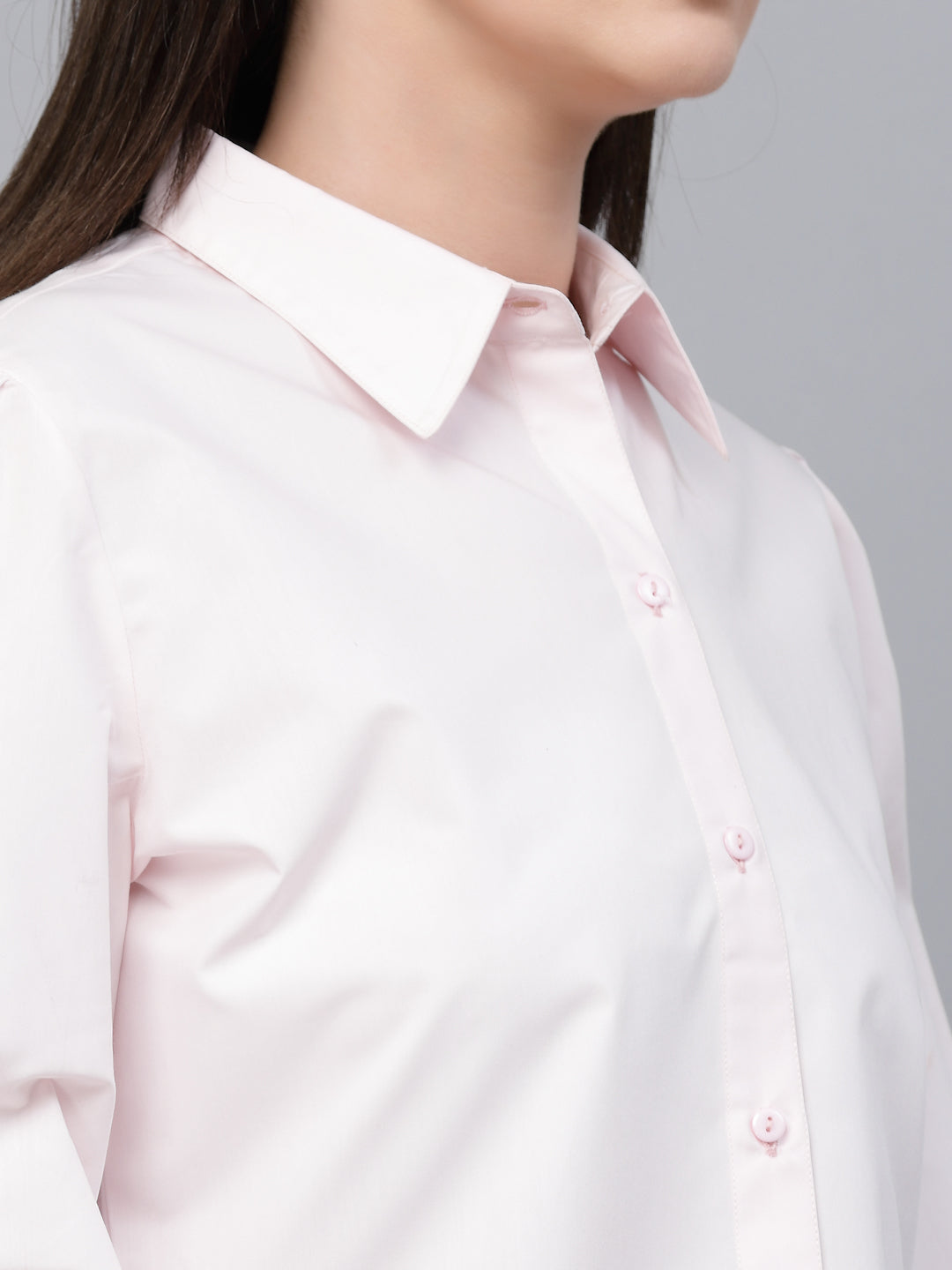 Style Quotient Women Solid Pink Polycotton Formal Shirt