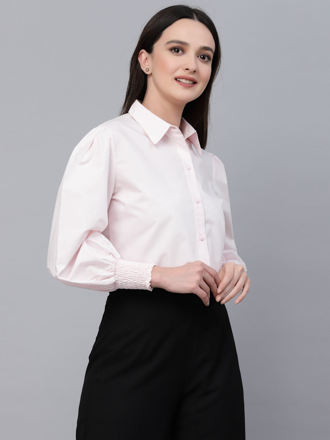 Style Quotient Women Solid Pink Polycotton Formal Shirt